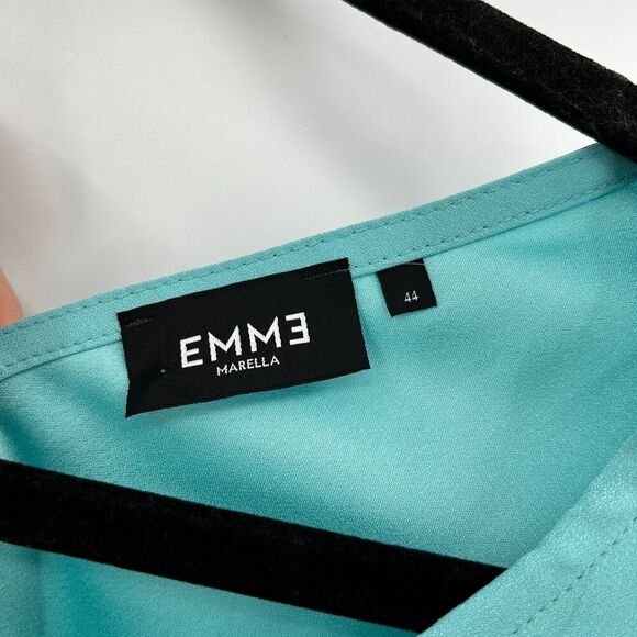 EMME MARELLA Blue Layered Sleeveless Lightweight Shift Mini Dress Size 12 - Picture 8 of 9